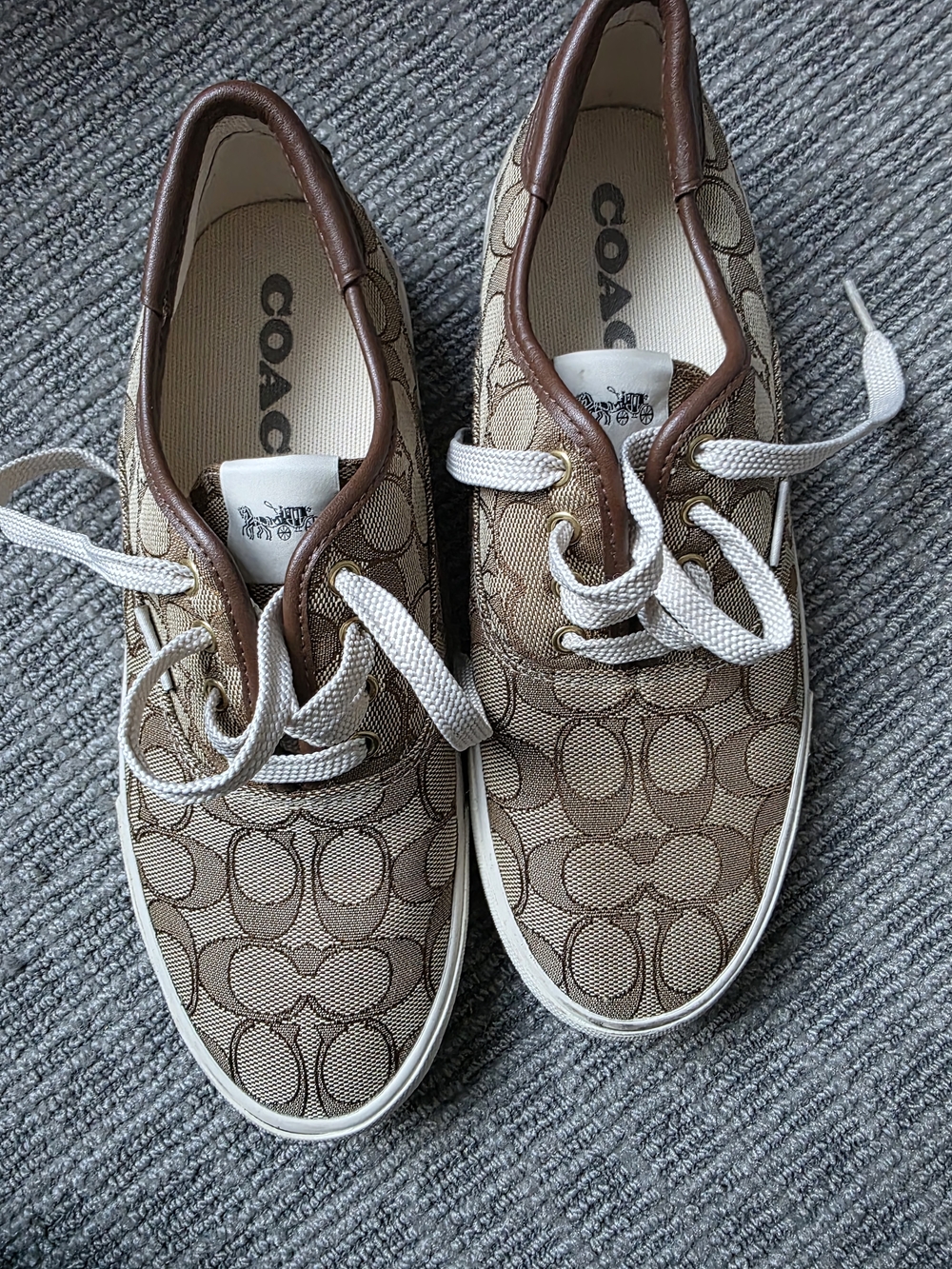 Coach Signature Canvas Sneakers in Brown & White